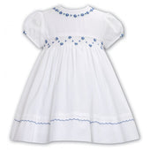 Sarah Louise Girls White with Blue Dress